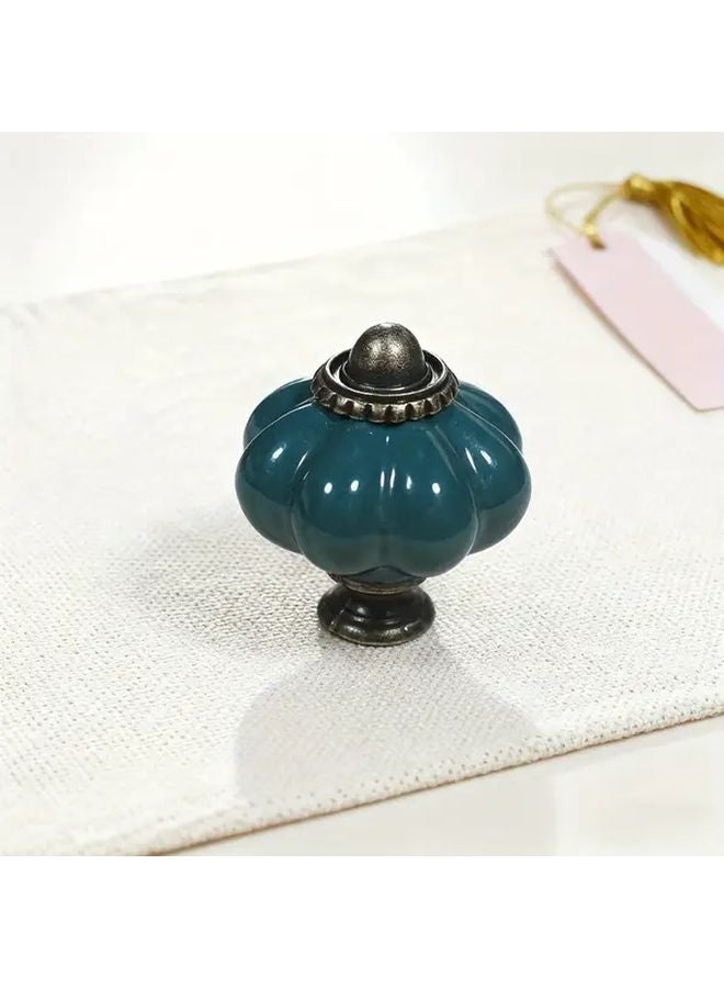 Vintage Peacock Blue Glass Drawer Knobs 8pcs Cup Style Single Hole Pulls Cabinet Hardware - Image 1